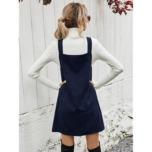 Frank & Oak Navy Blue Pinafore Dress - Picture 1 of 11